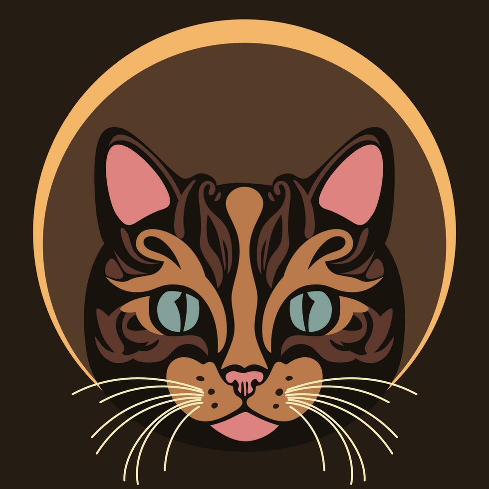 Funny cat face cartoon illustration vector