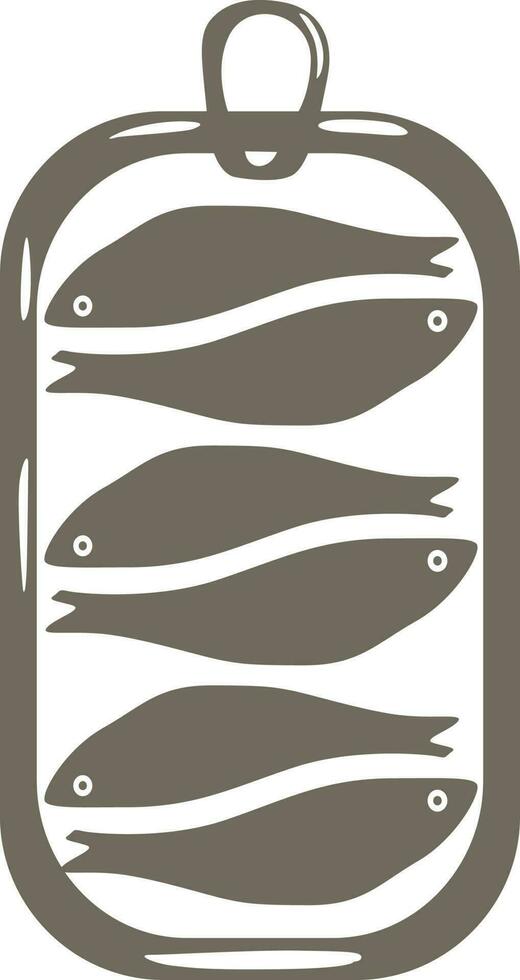 Canned sardines fish icon silhouette vector