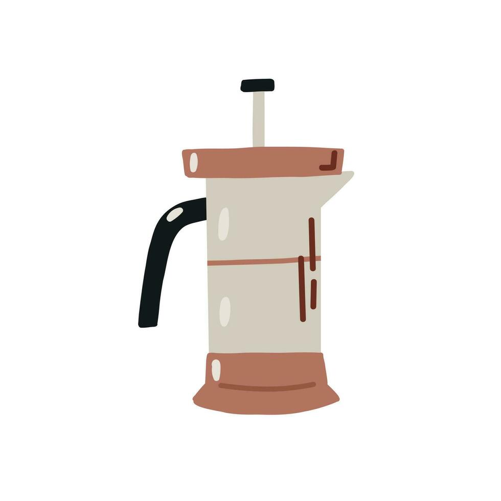 French press for brewing coffee vector