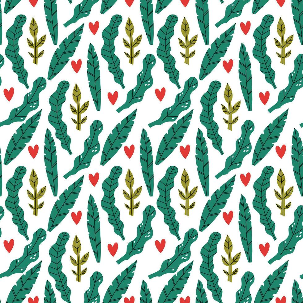 Tropical leaf grass bush surface pattern vector