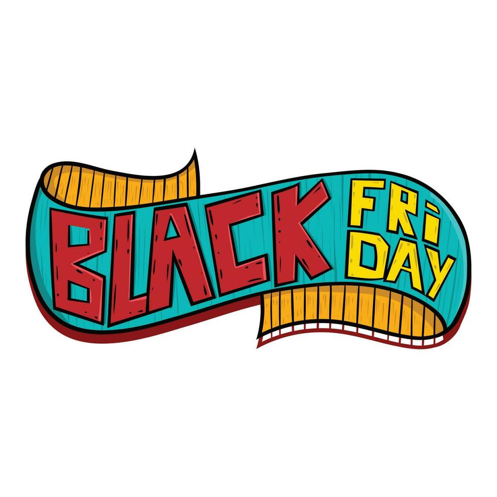 Retro Banner Black Friday .Hand drawn trendy design element . For sale Promotion or Advertisement offer vector