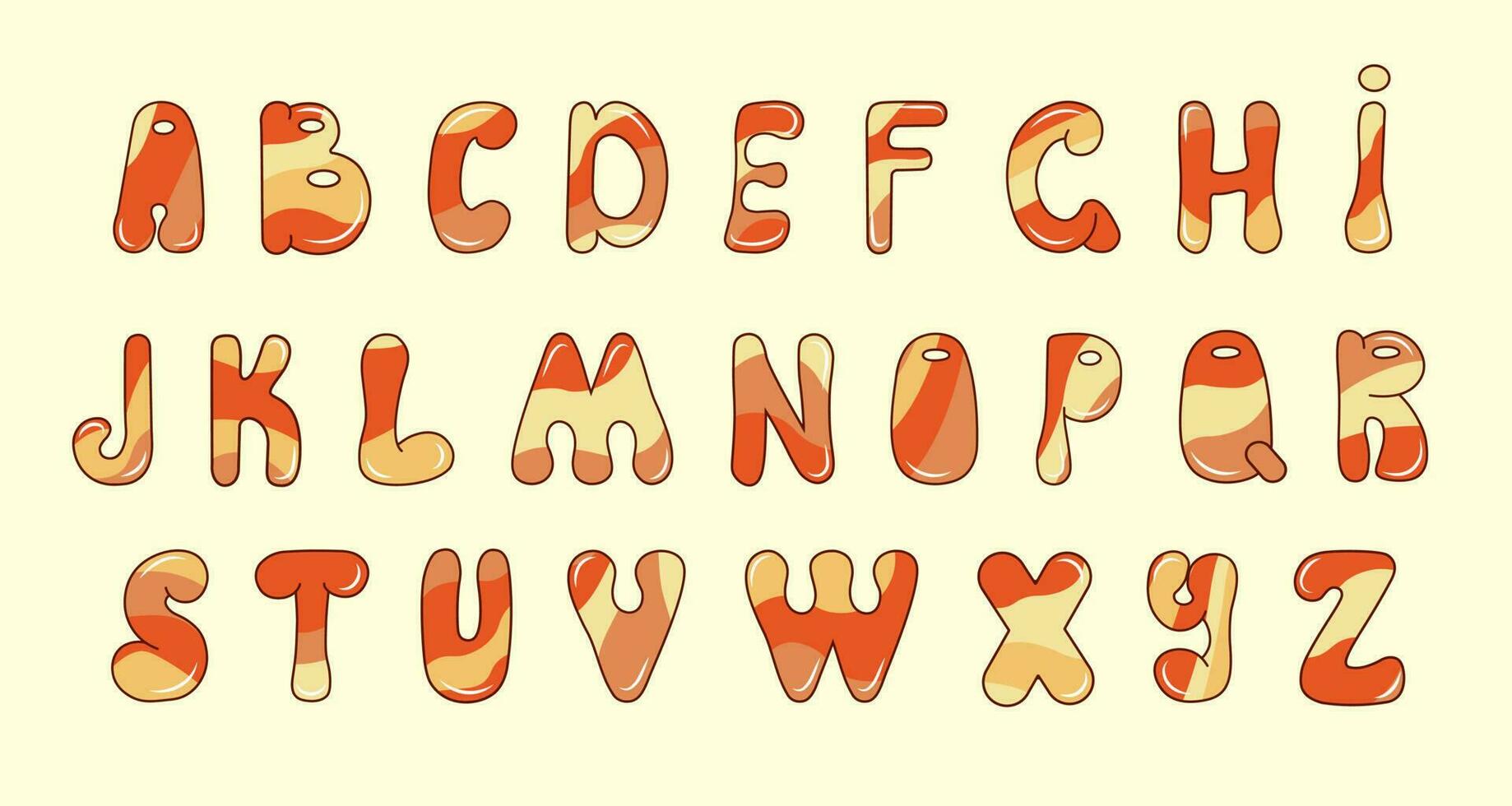 Cartoon alphabet. Set of groovy letters. Vector. vector
