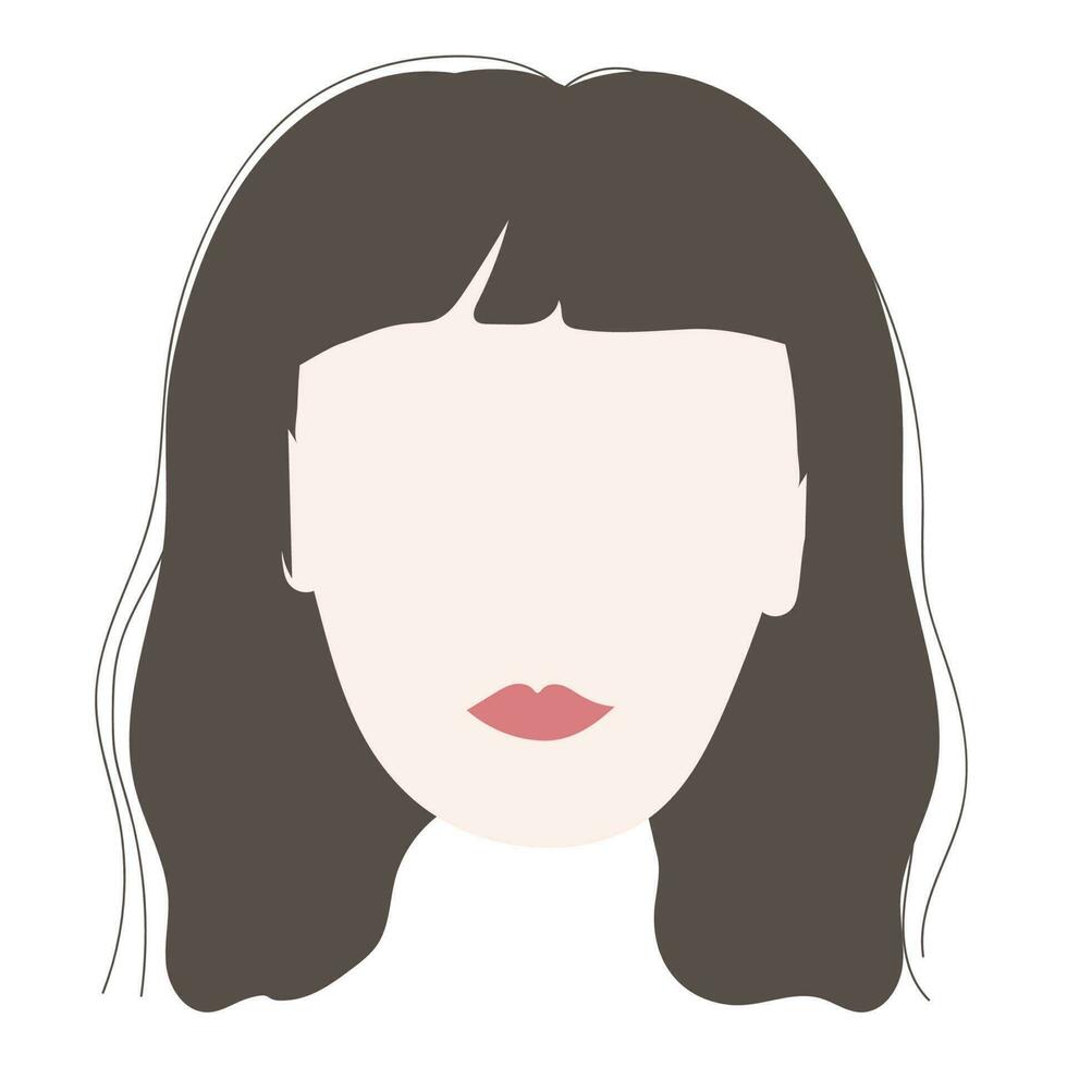 Female head without a face, unrecognizable portrait. Flat style vector