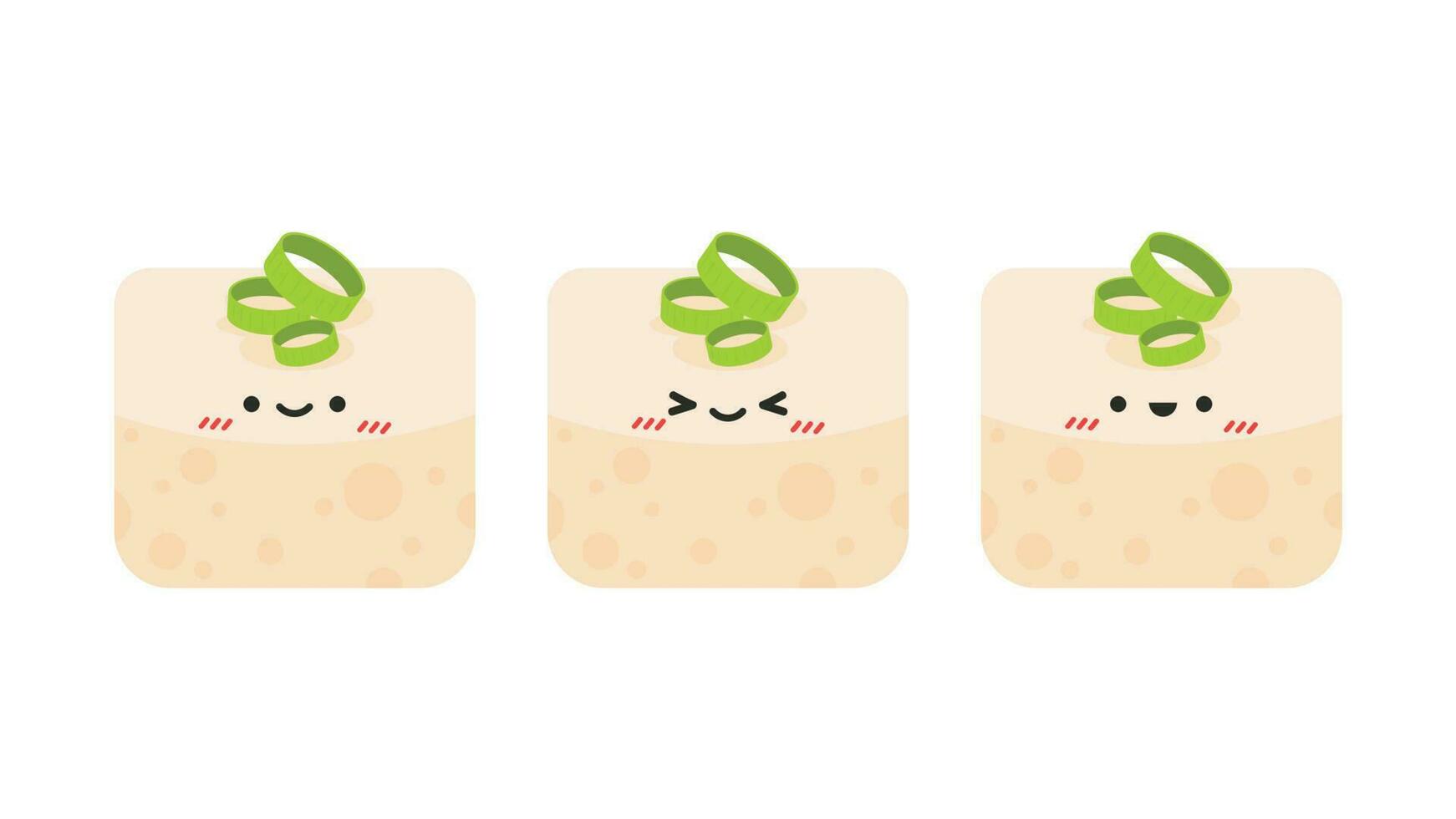 Cute tofu cartoon. Happy cute smiling funny tofu. character design. Vegetarian nutrition, healthy food. vector