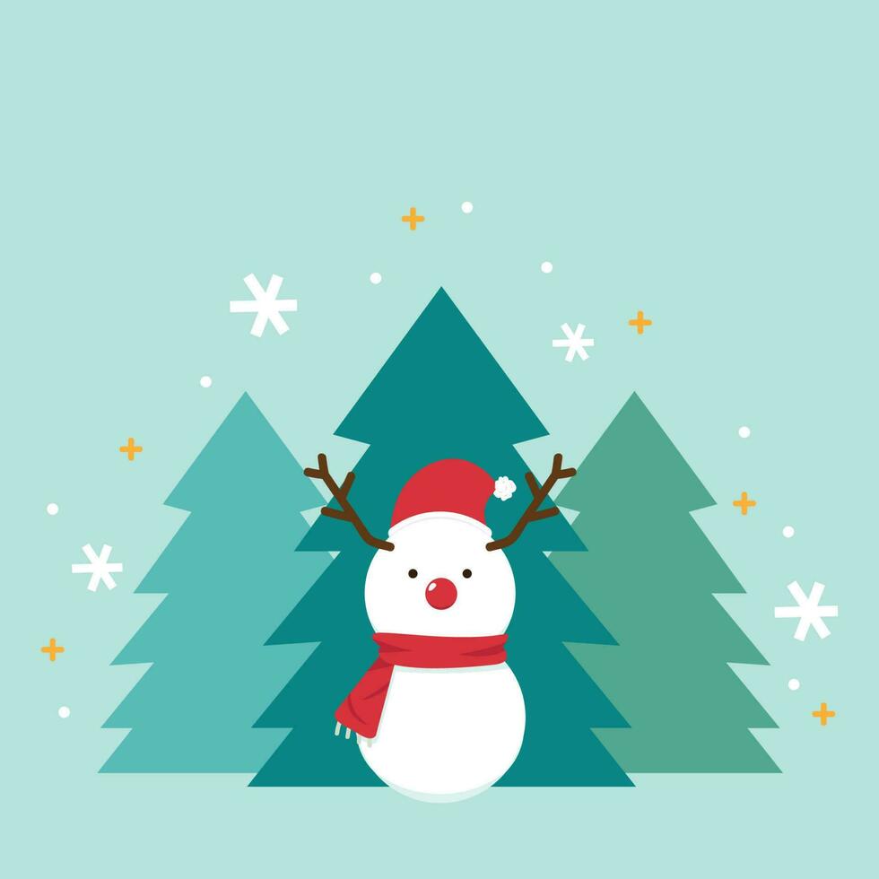 Snowman vector. Snowman character design. Christmas poster. wallpaper. free space for text. vector