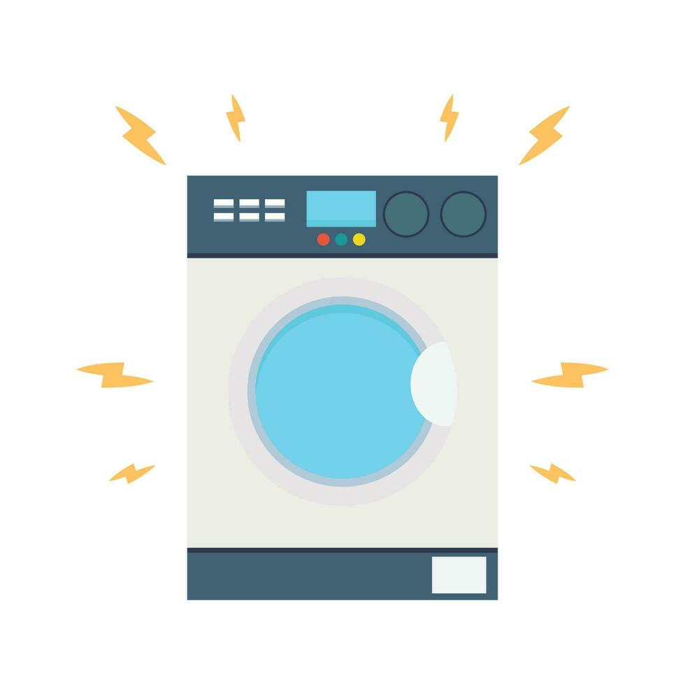 Broken washing machine vector. Washing machine on white background. vector