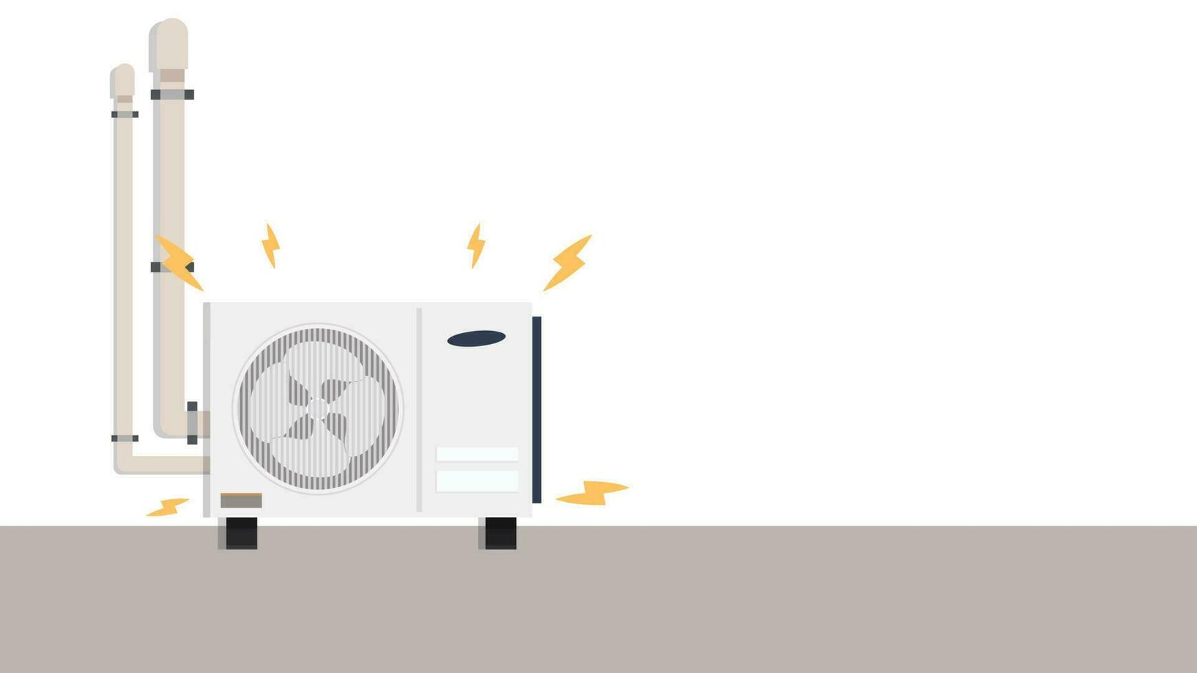 Broken air conditioner vector. Air conditioner cartoon. vector