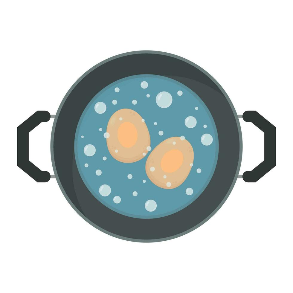 Boiled egg. Egg in hot pot vector. wallpaper. free space for text. vector