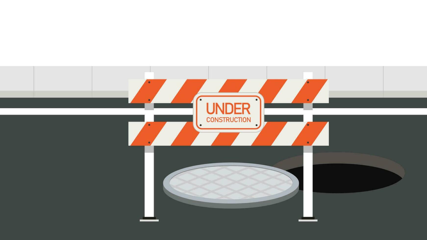 Construction sign. barricade block vector. fence vector. Drain on the road. free space for text. vector