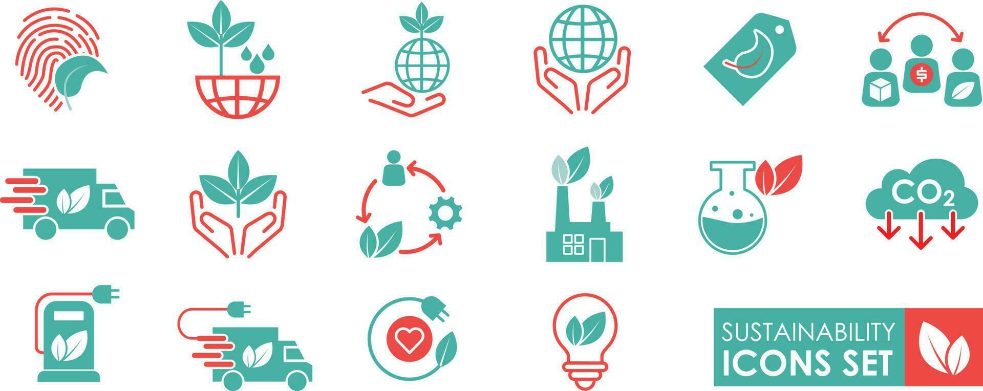 Sustainable ecology icons set vector illustration. Eco friendly pack symbol template for graphic and web design. Solid icon style.