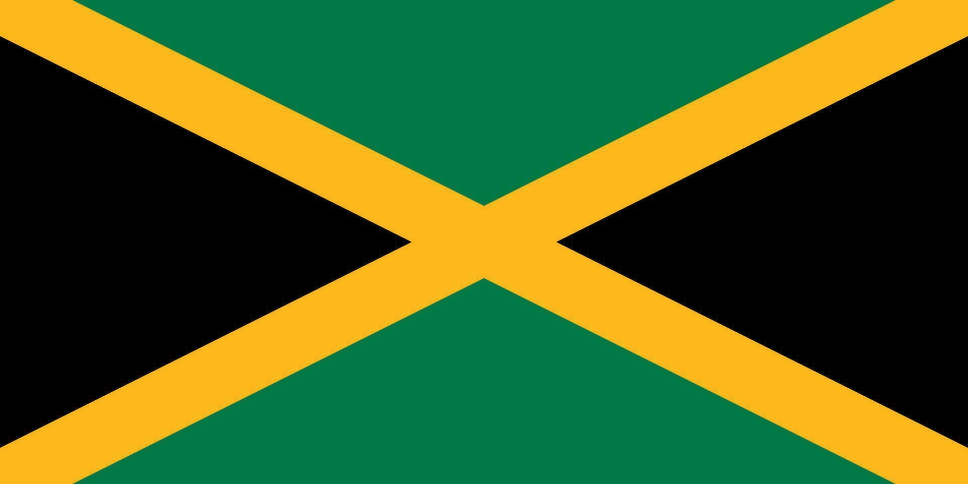 Jamaica flag, official colors and proportion. Vector illustration.