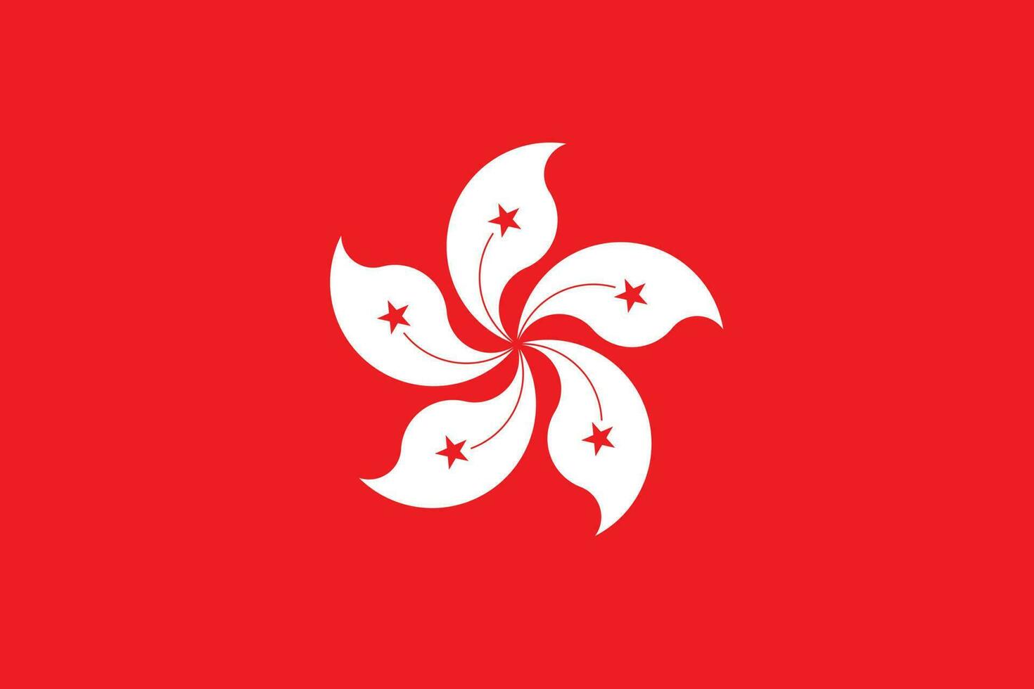 Hong Kong flag, official colors and proportion. Vector illustration.