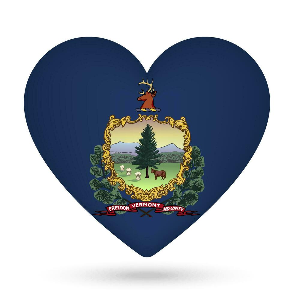 Vermont flag in heart shape. Vector illustration.