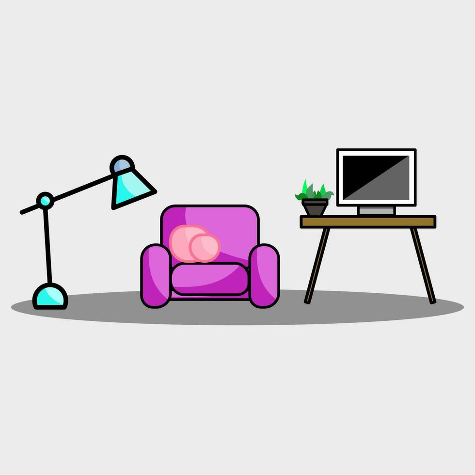 Living room with sofa and lamp vector