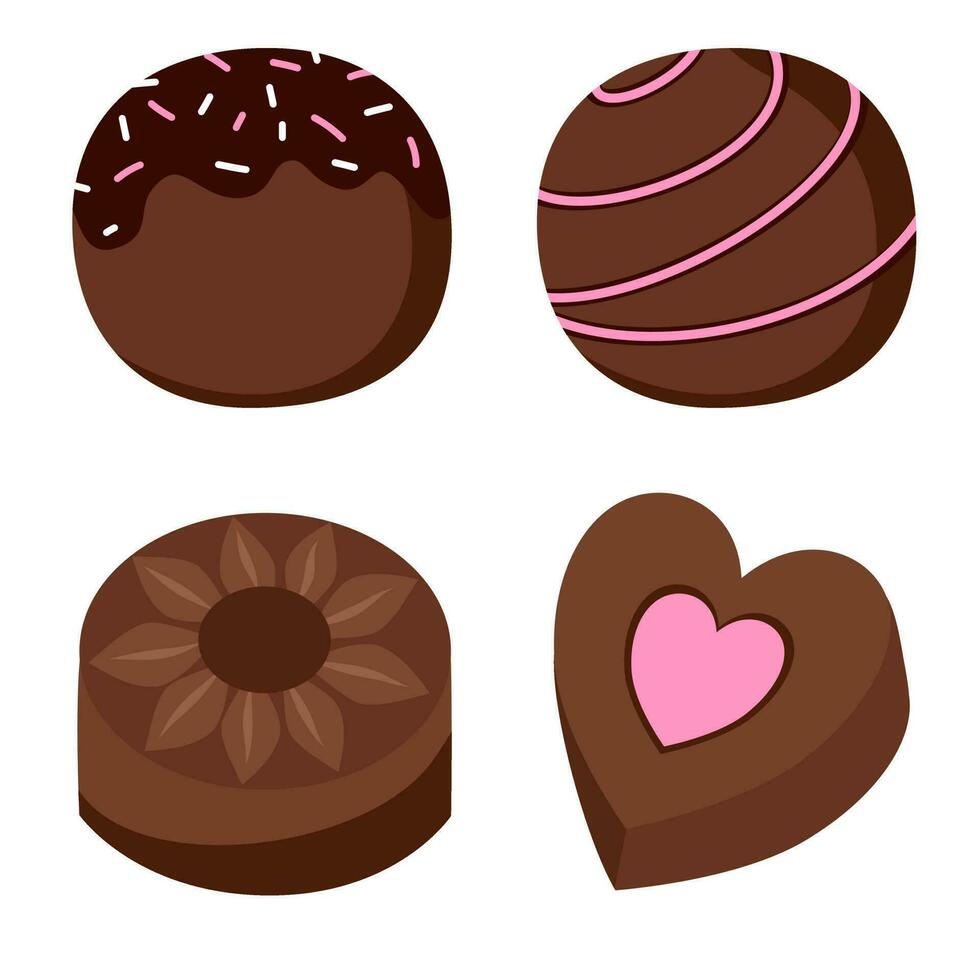 Variety of chocolate cubes vector