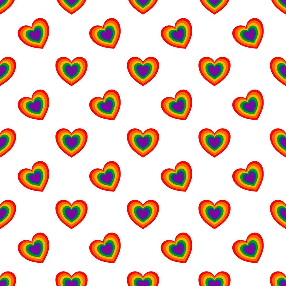 Rainbow heart pattern seamless white background vector