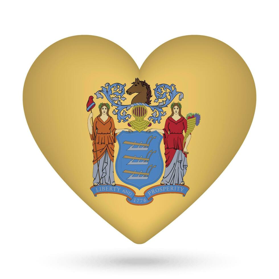 New Jersey flag in heart shape. Vector illustration.