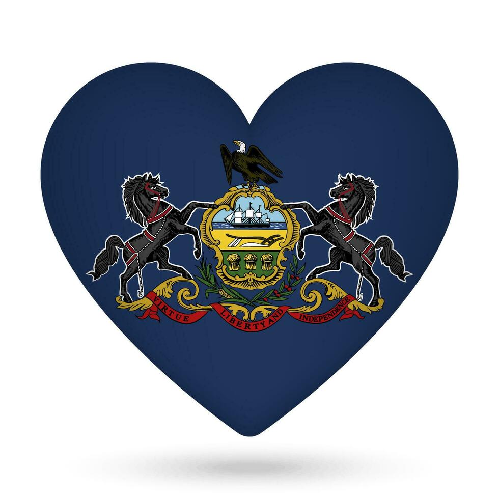 Pennsylvania flag in heart shape. Vector illustration.
