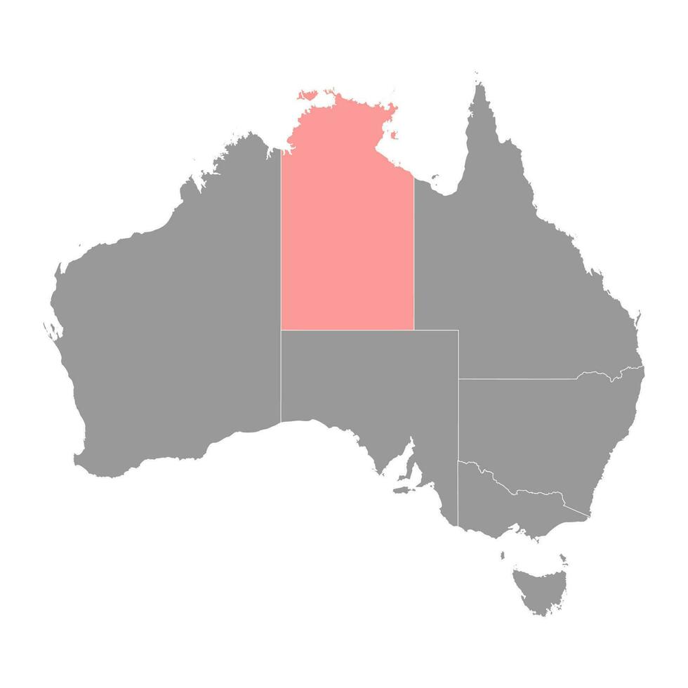 del Norte territorio mapa, estado de Australia. vector ilustración.