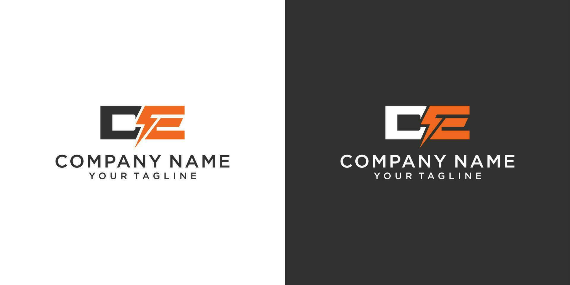 Initial DE Letter logo with lightning bolt logo vector design