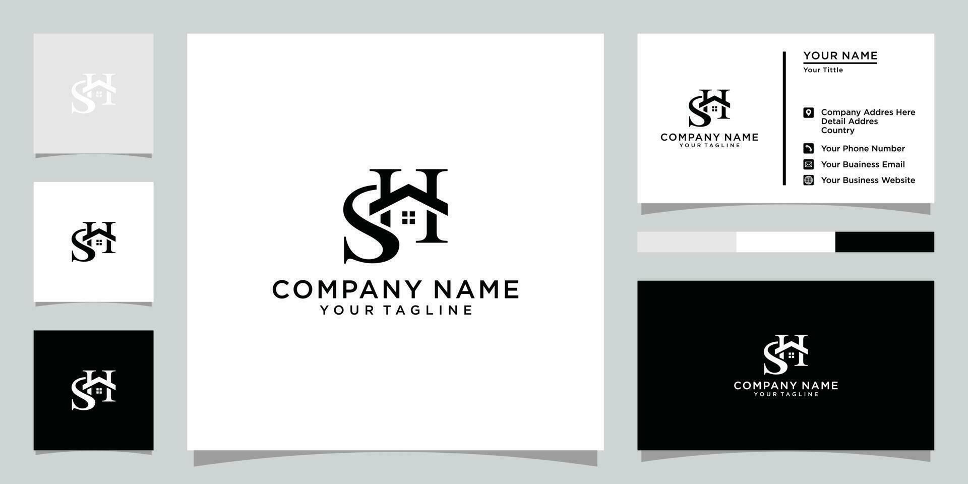 SH or HS Initial letter logo design monogram. vector