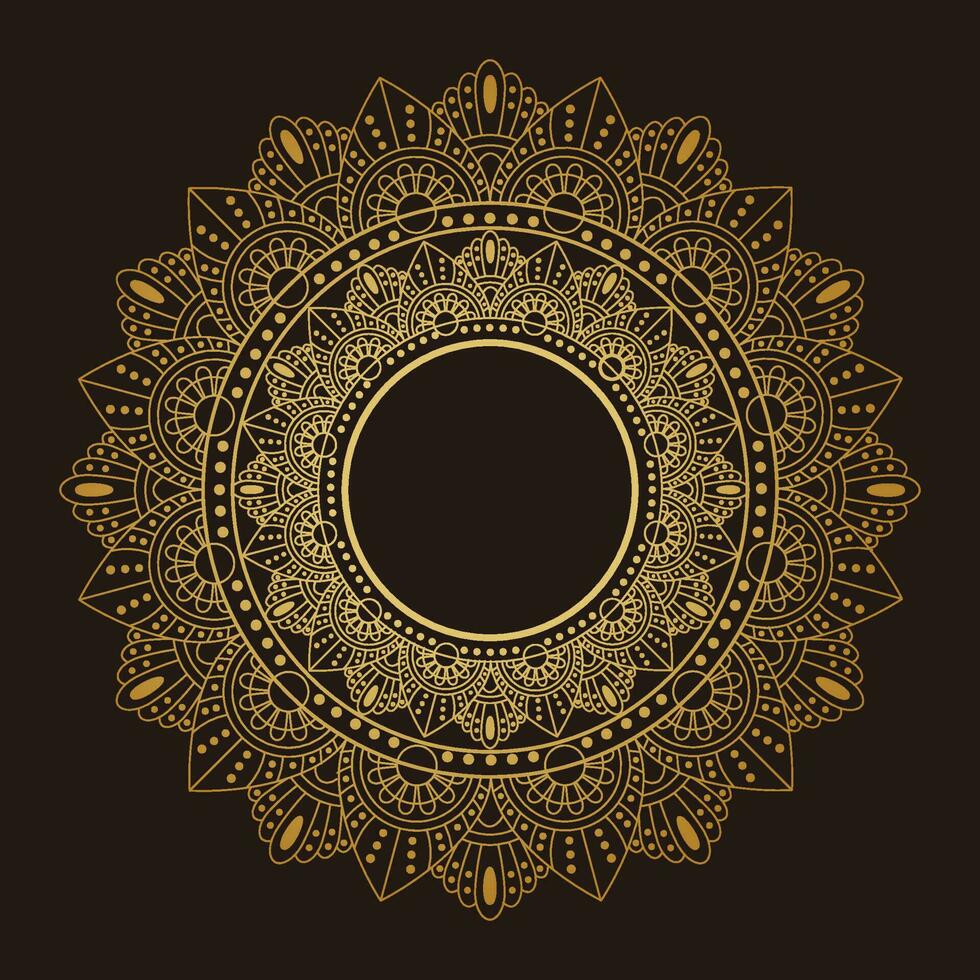 oro mandala ornamento diseño aislado en un oscuro antecedentes. vector