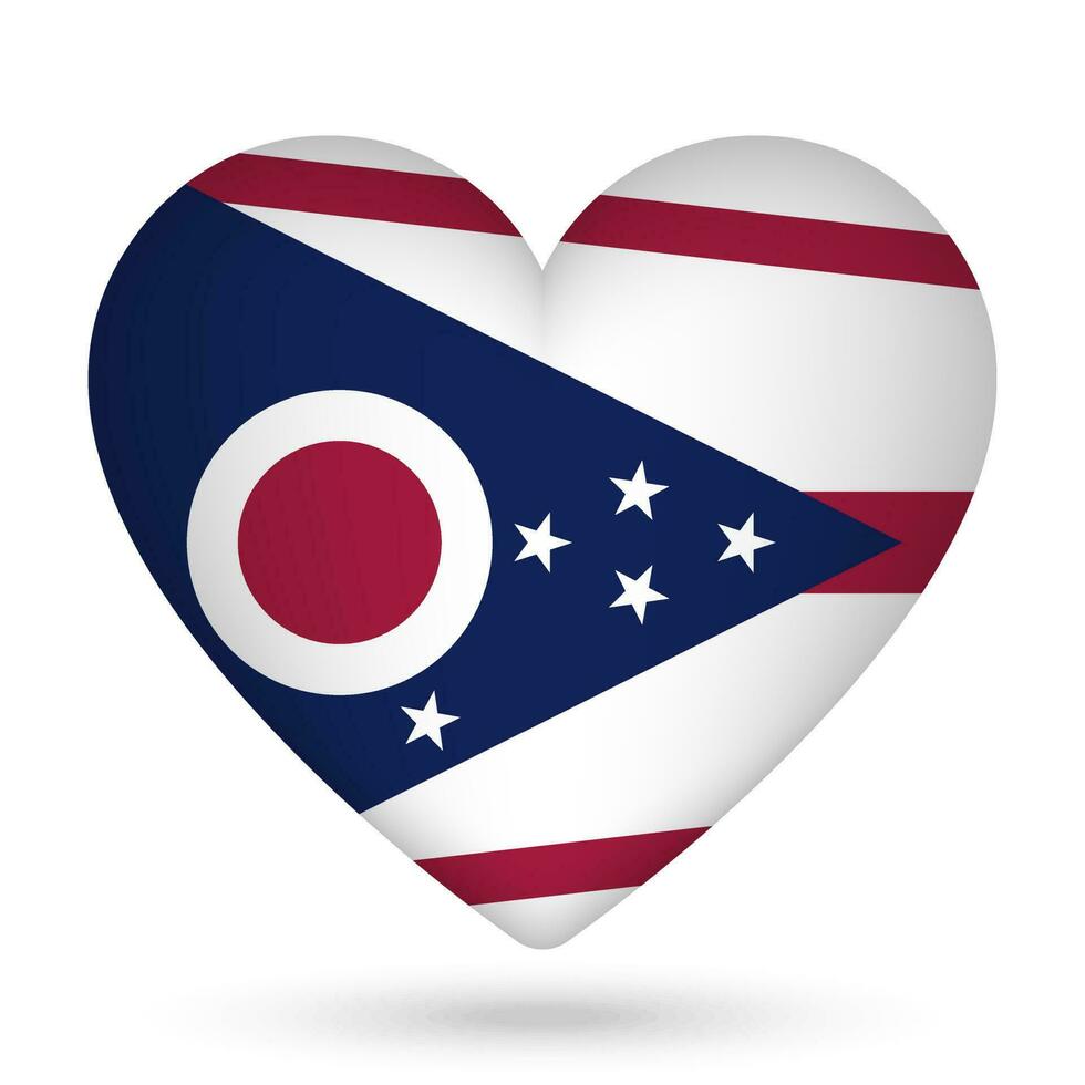 Ohio bandera en corazón forma. vector ilustración.