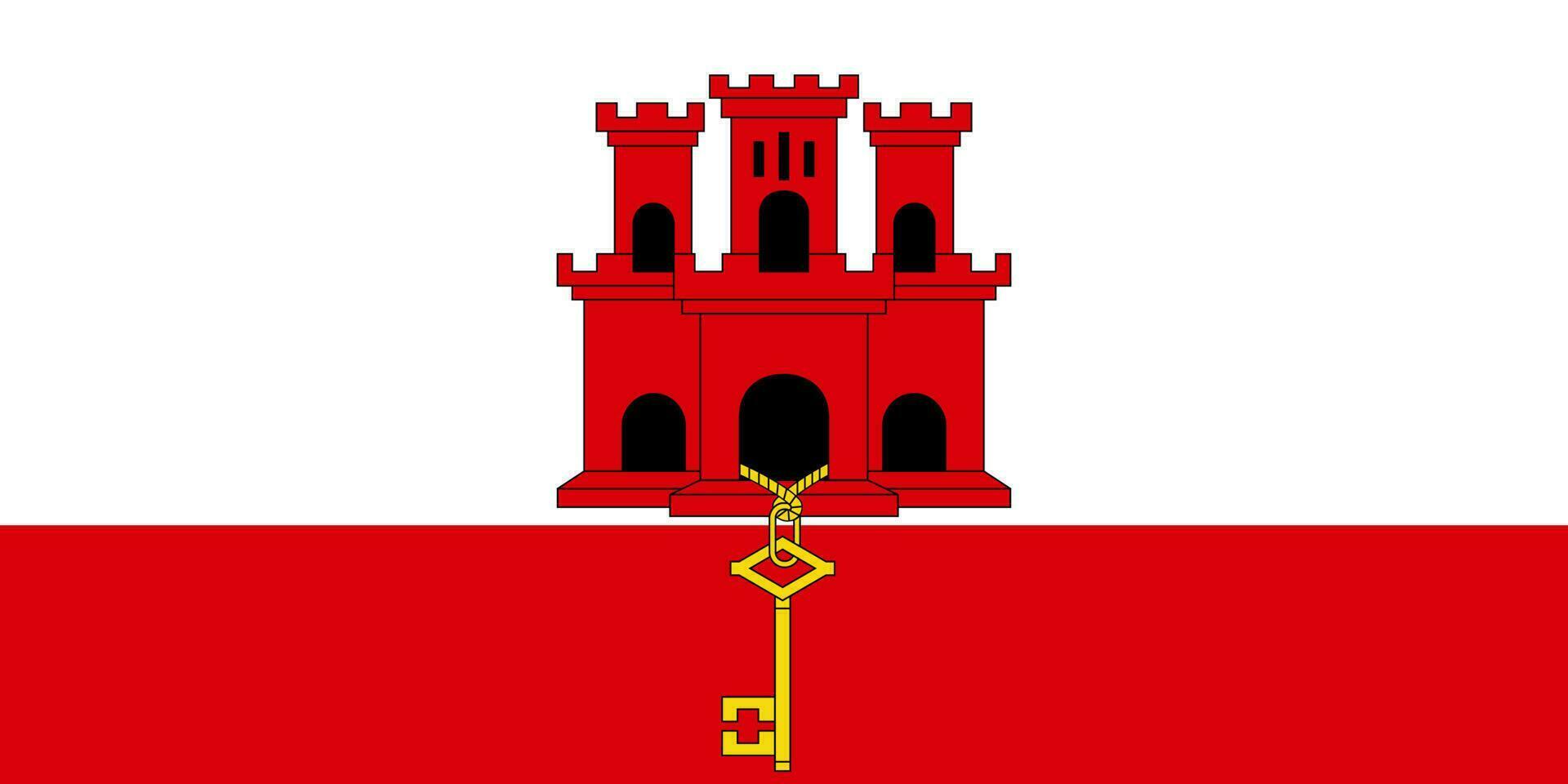 bandera de gibraltar, colores oficiales y proporción. ilustración vectorial vector