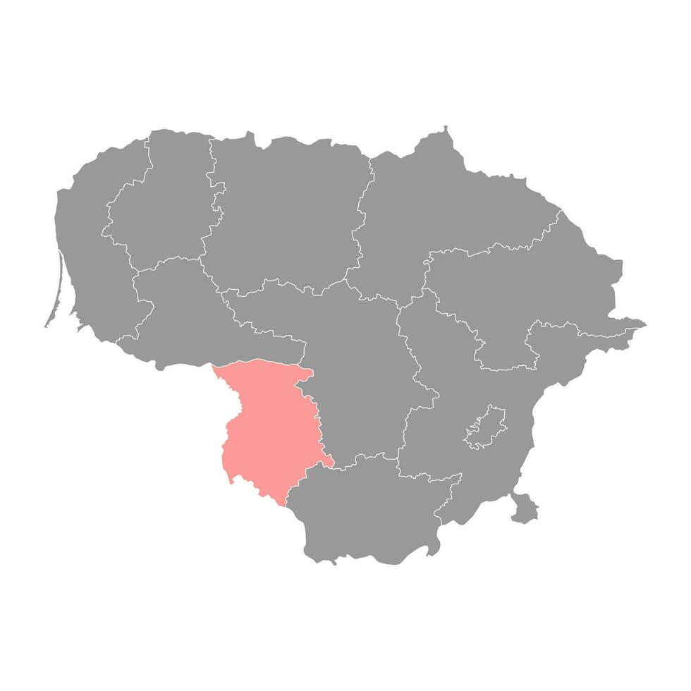 Marijampole county map, administrative division of Lithuania. Vector illustration.