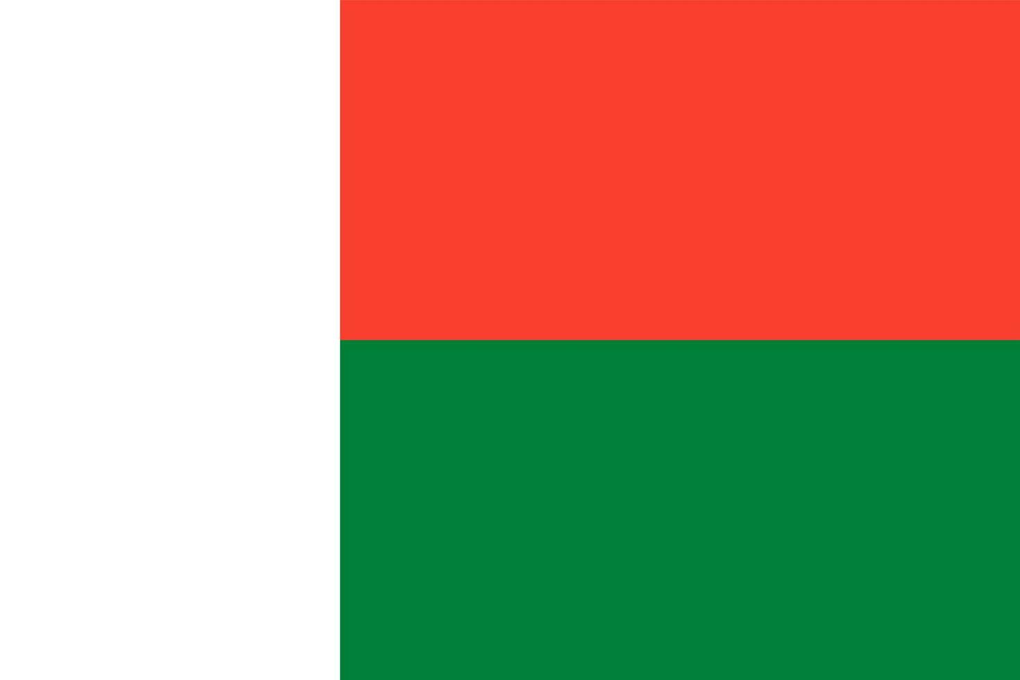 Madagascar flag, official colors and proportion. Vector illustration.