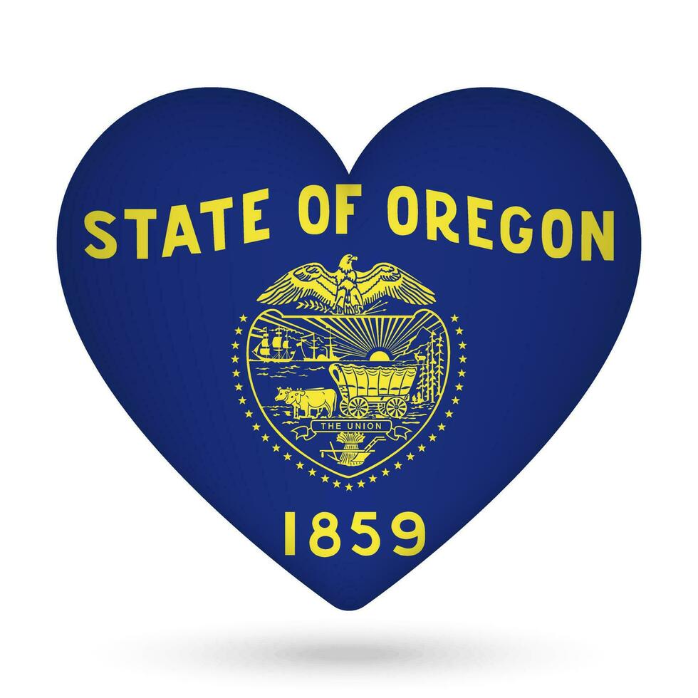 Oregon flag in heart shape. Vector illustration.