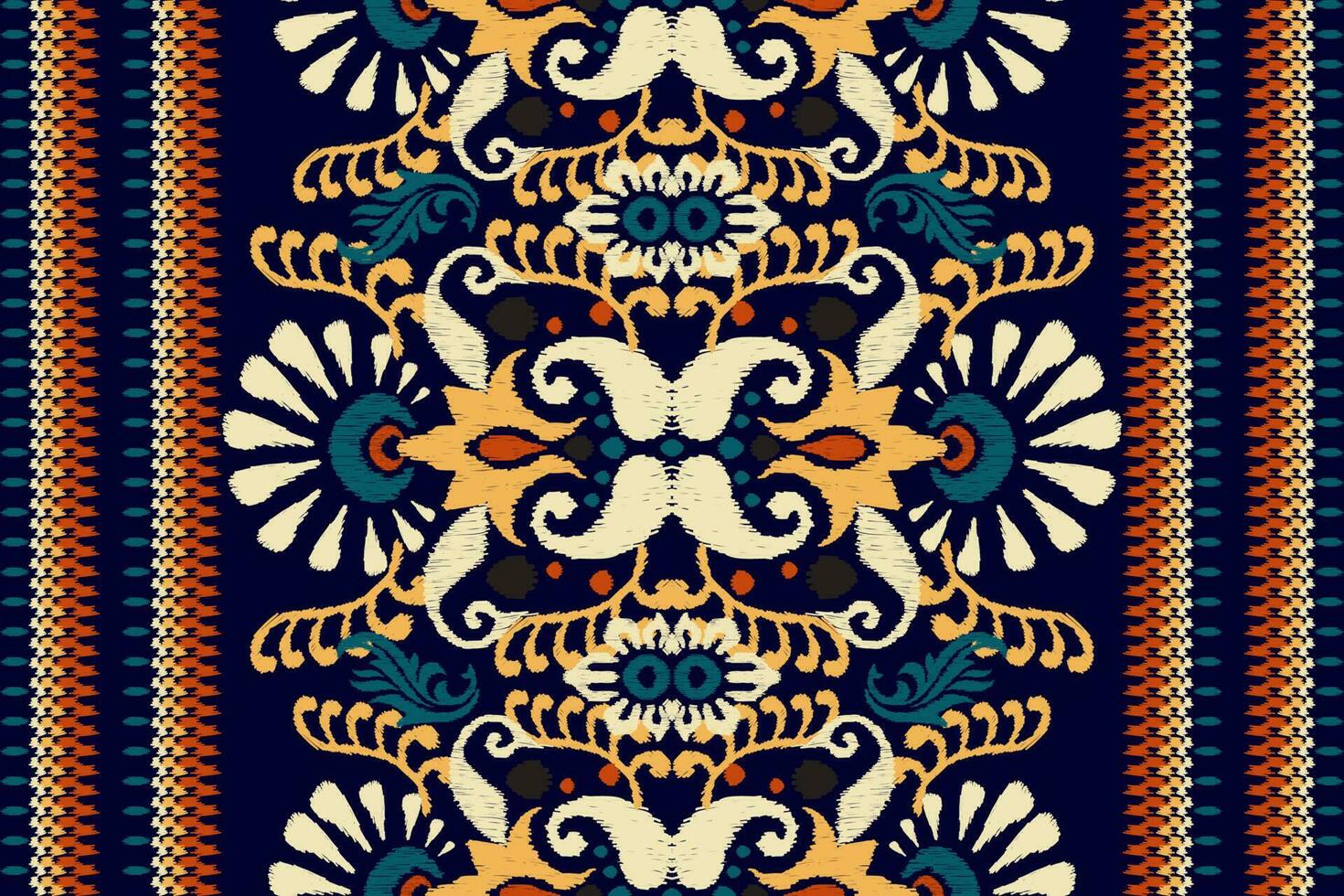 ikat floral cachemir bordado en oscuro púrpura fondo.ikat étnico oriental modelo tradicional.azteca estilo resumen vector ilustración.diseño para textura,tela,ropa,envoltura,decoración,bufanda.