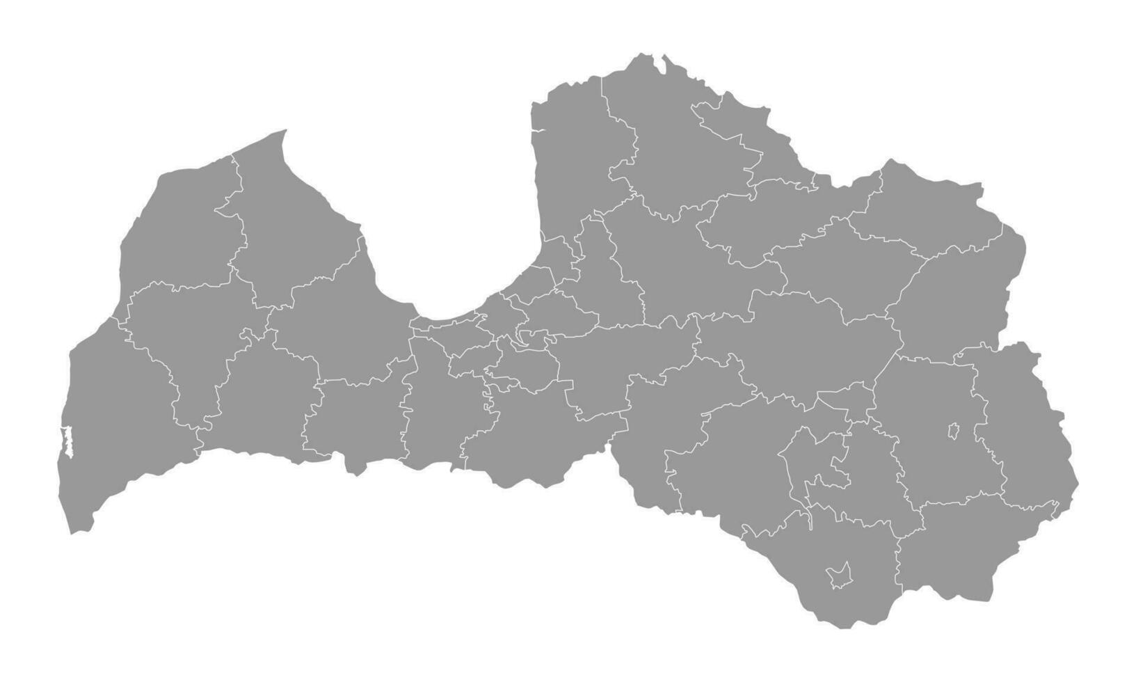 Latvia gray map with administrative division. Vector illustration.