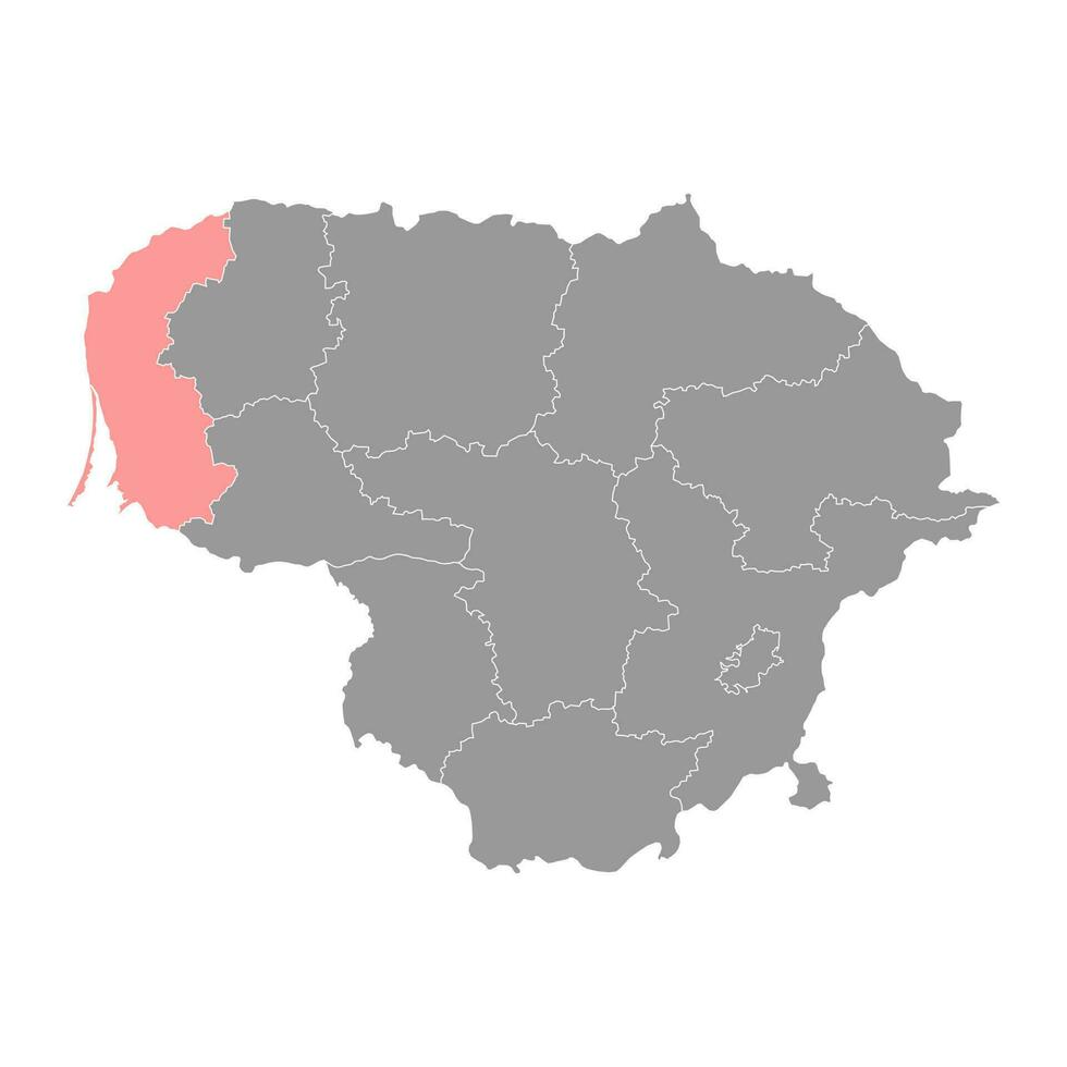 Klaipeda county map, administrative division of Lithuania. Vector illustration.
