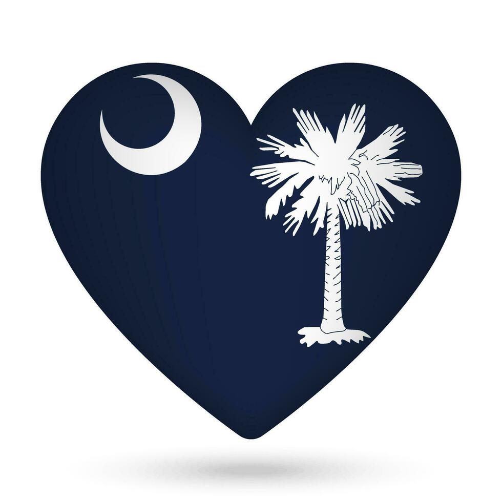 South Carolina flag in heart shape. Vector illustration.