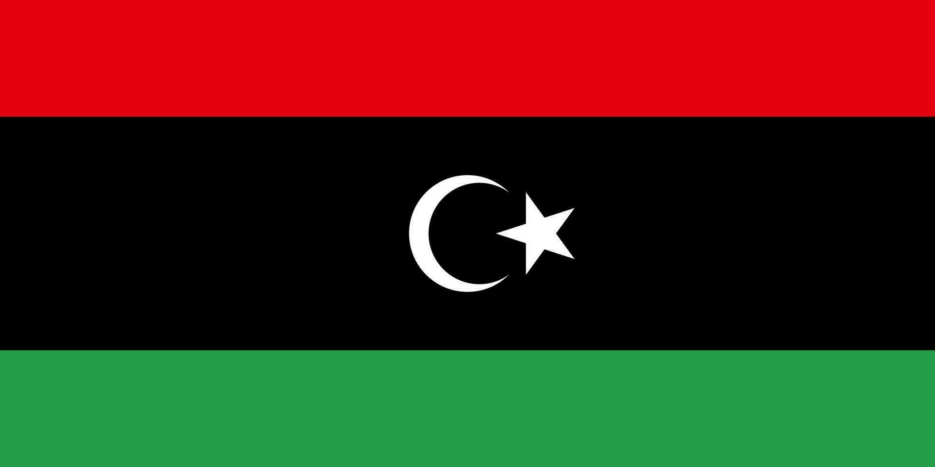Libya flag, official colors and proportion. Vector illustration.