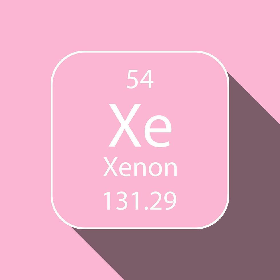 Xenon symbol with long shadow design. Chemical element of the periodic table. Vector illustration.