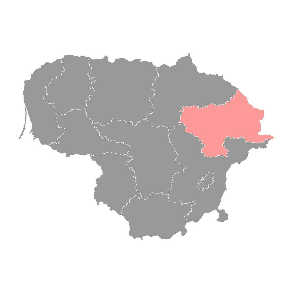 Utena county map, administrative division of Lithuania. Vector illustration.