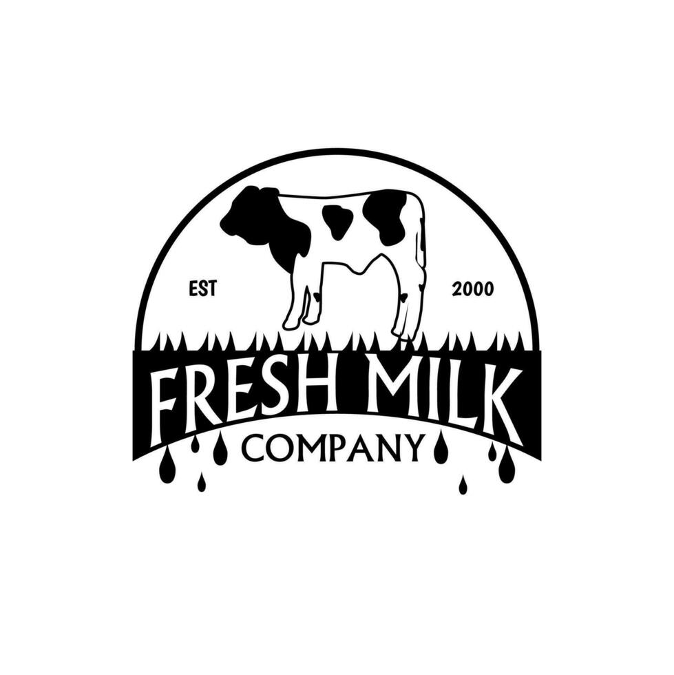 vaca césped para Fresco lechería productos logo diseño.ilustracion vector modelo