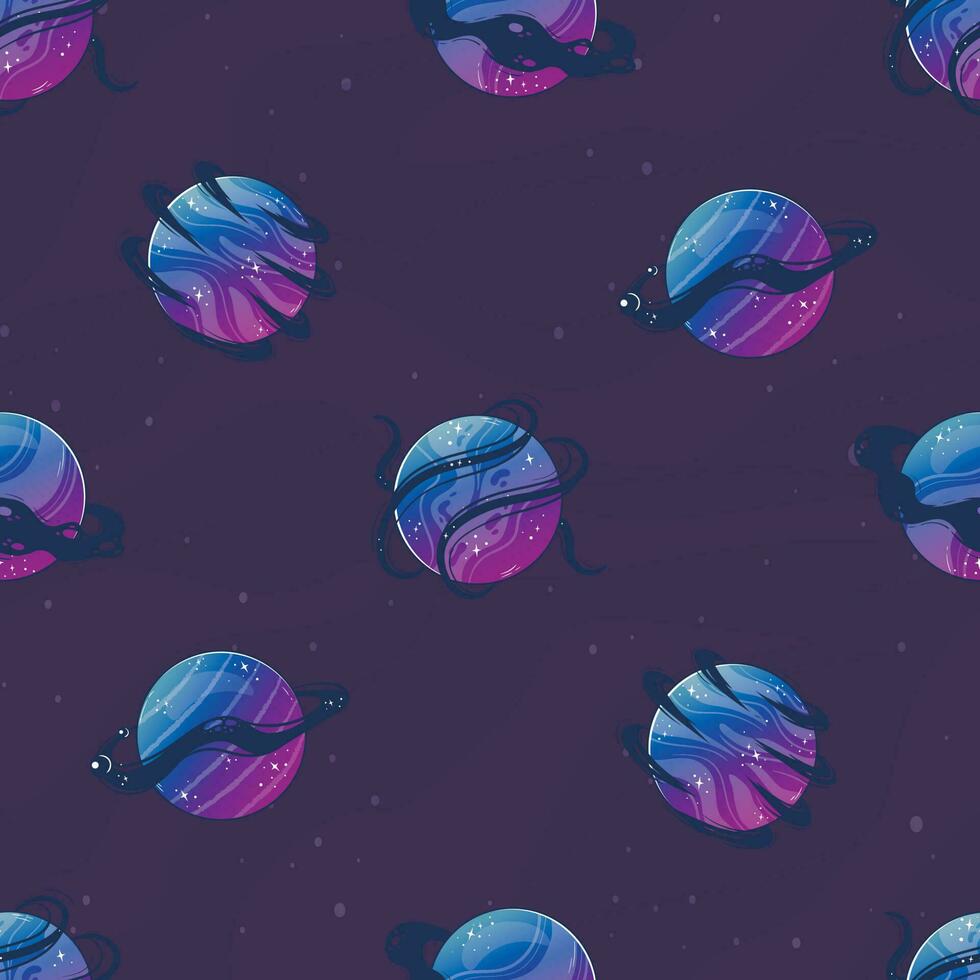 Seamless pattern with space sky and planets vector