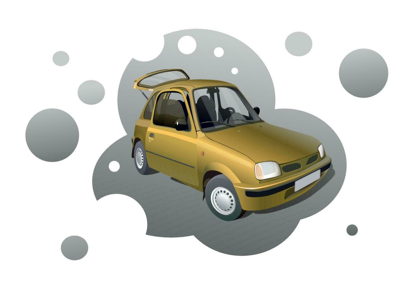 Yellow car on a gray background. Vector. vector