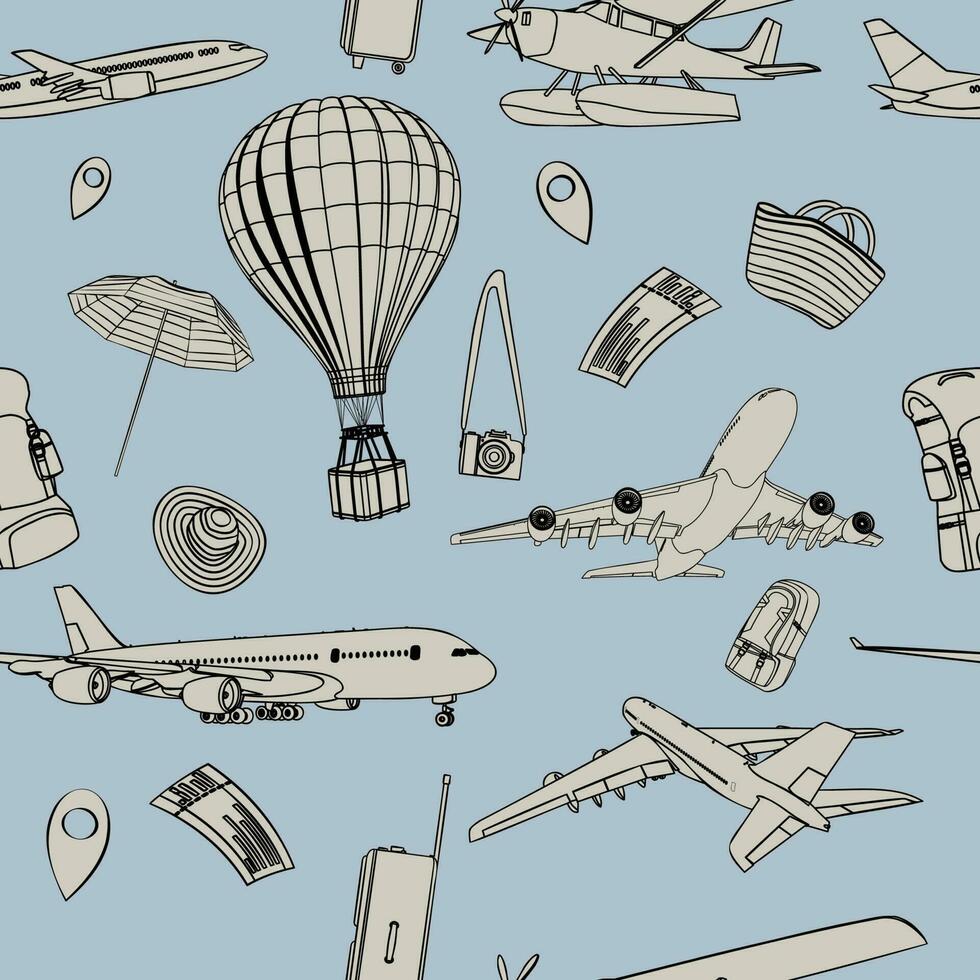 Seamless texture pattern on the theme of aviation. Vector. vector