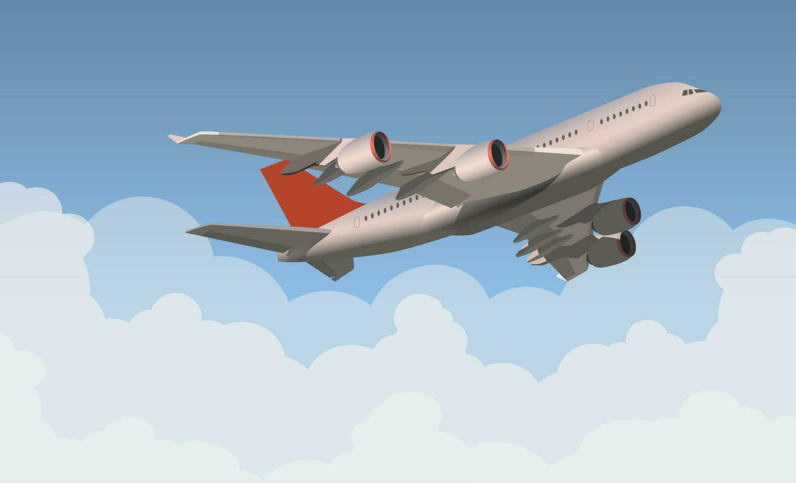 Airliner takes off into the sky, summer vacation time. Vector. vector