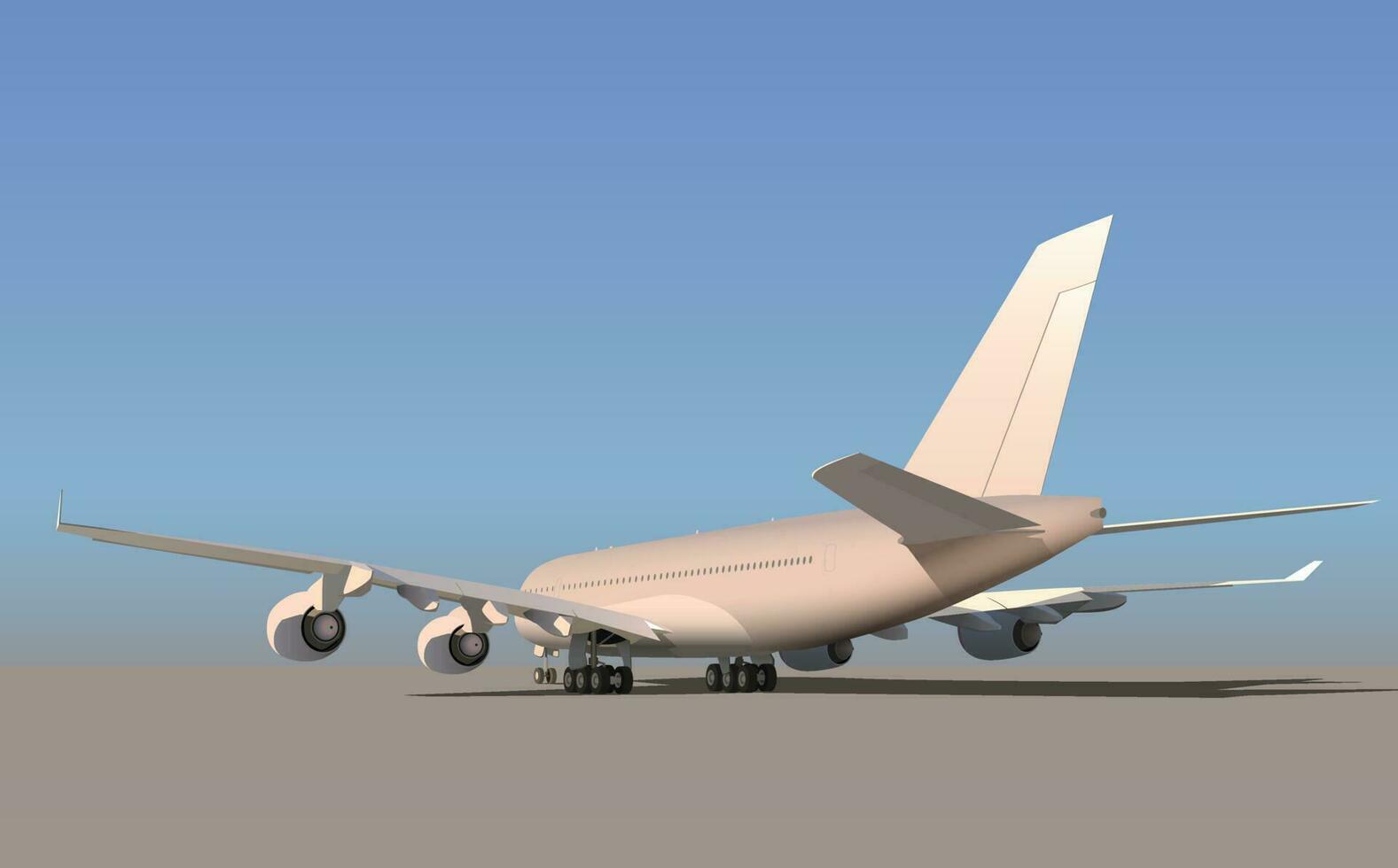 Large airliner on the runway. Vector. vector