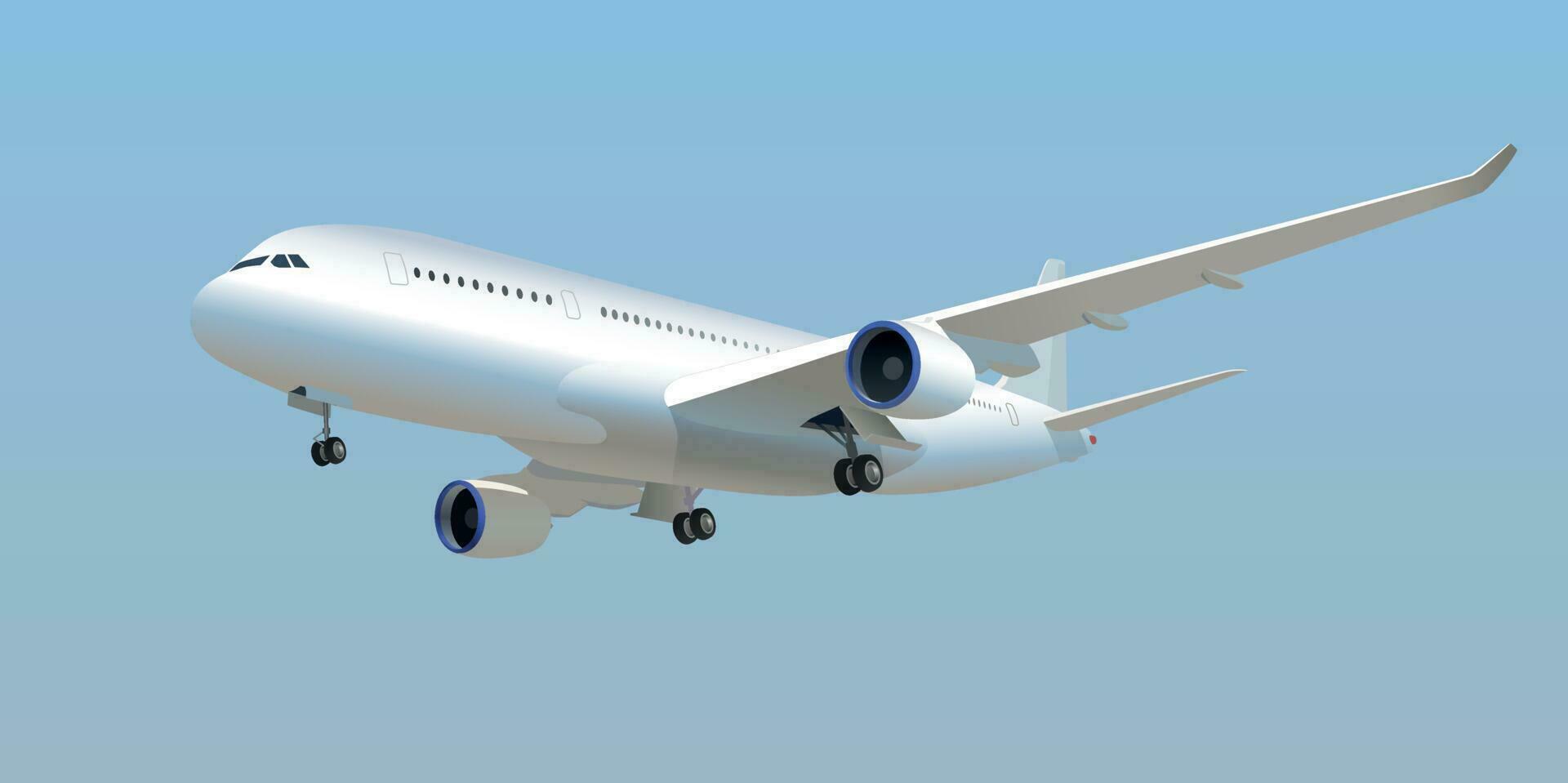 The airliner took off into the sky. Vector. vector
