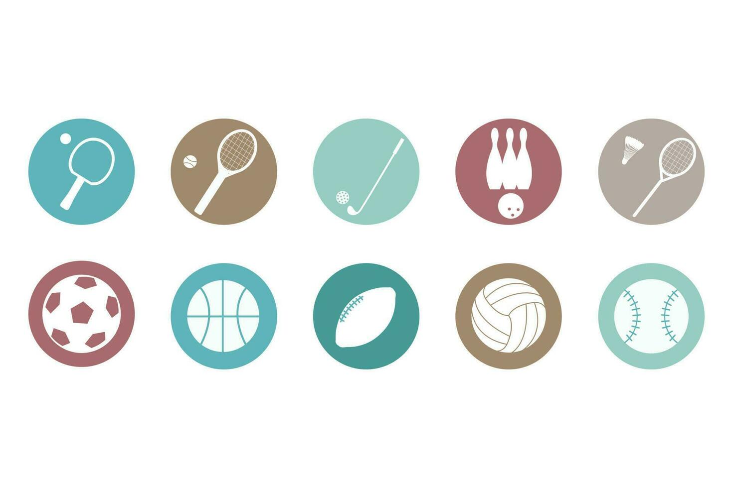 Portable equipment icons. Sports concept with balls and game items. Vector illustration