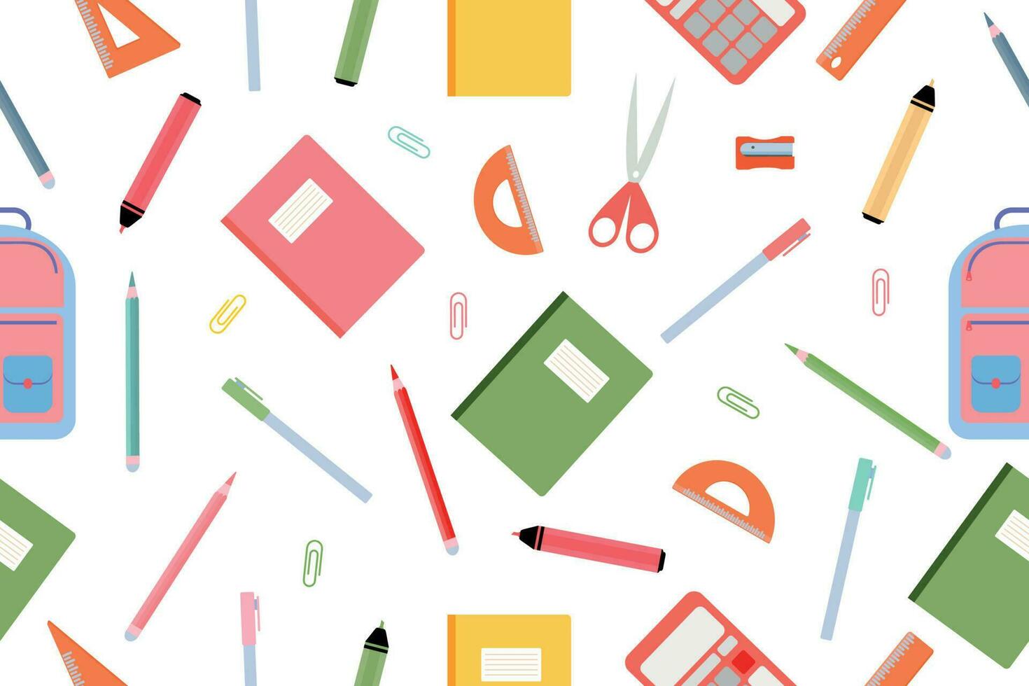 Seamless Back to School pattern. High school and college subjects. Vector