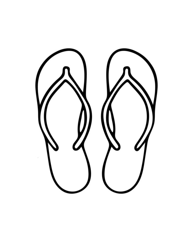 Doodle of flip-flops isolated on white background. Hand drawn vector illustration of beach shoes.