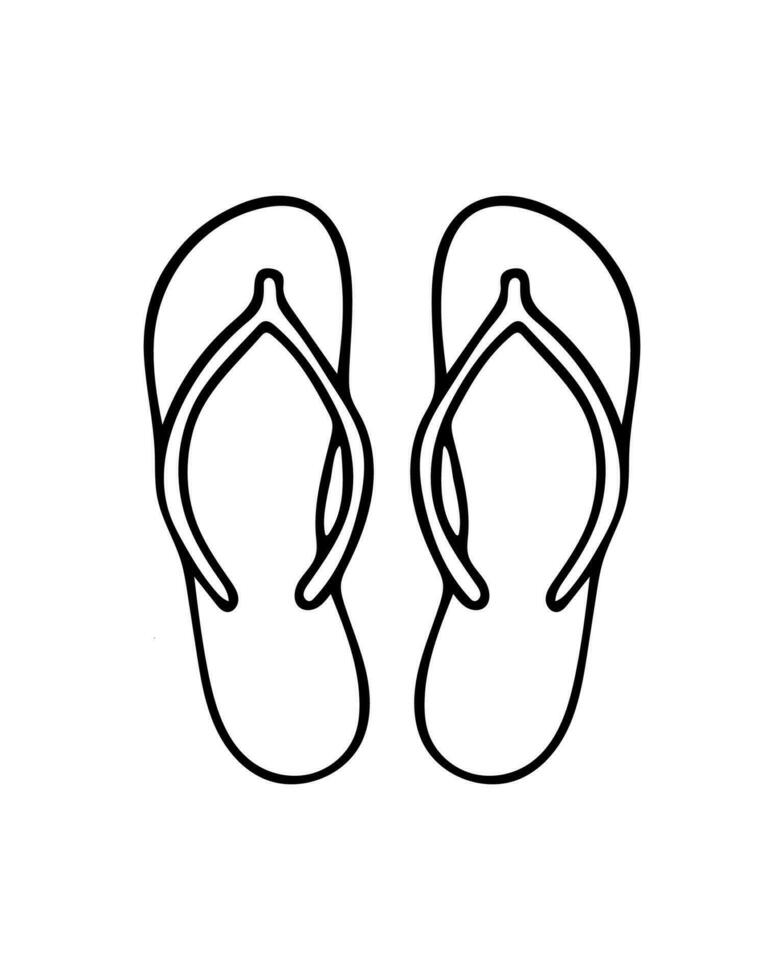 Doodle of flip-flops isolated on white background. Hand drawn vector illustration of beach shoes.