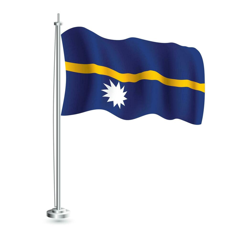 nauru bandera. aislado realista ola bandera de nauru país en asta de bandera. vector